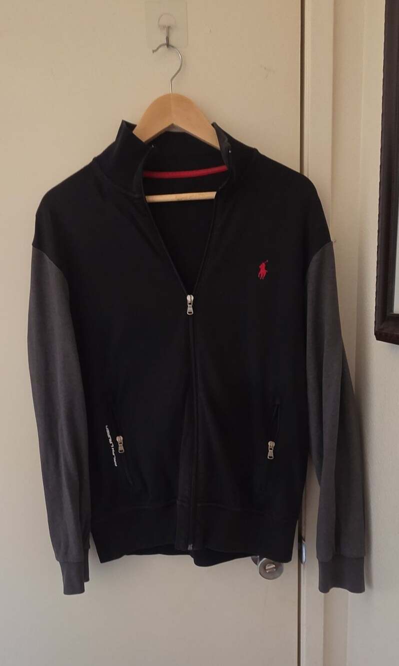 Polo Ralph Lauren Track Jacket Size M Black Gray Full Zip Performance